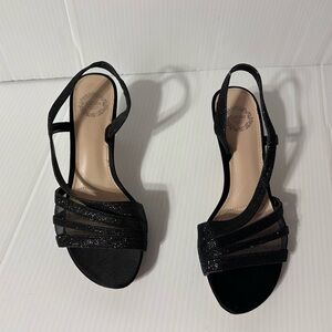 i.Miller black evening formal slingback heeled shoe sandal women size 6 1/2 M